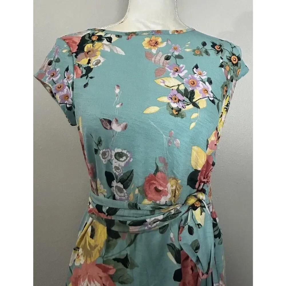 My Bump Maternity Dress Floral Side Bow Midi Dress Size Small